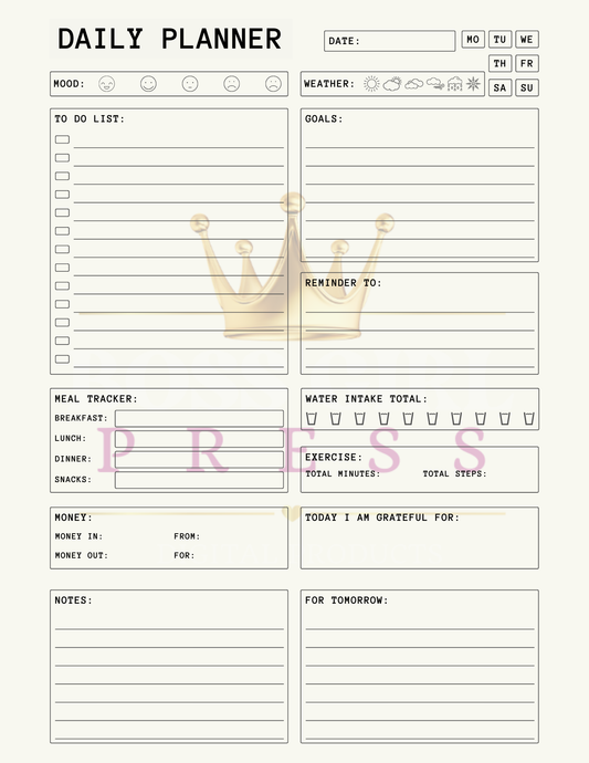 Minimalist Daily Planner – Printable & Unlimited Downloads