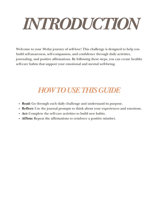 30 Days to Self-Love: A Guided Self-Care Challenge