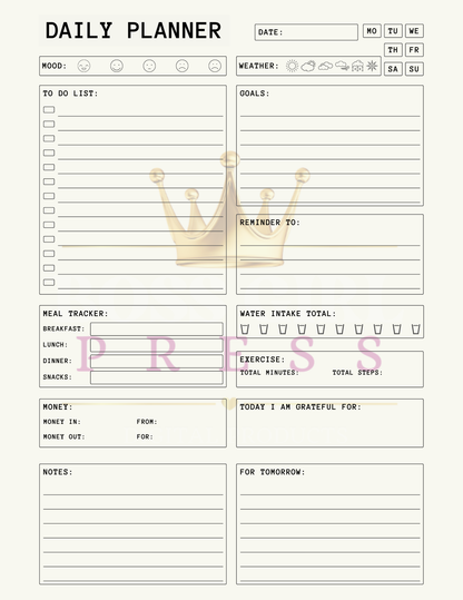 Minimalist Daily Planner – Printable & Unlimited Downloads